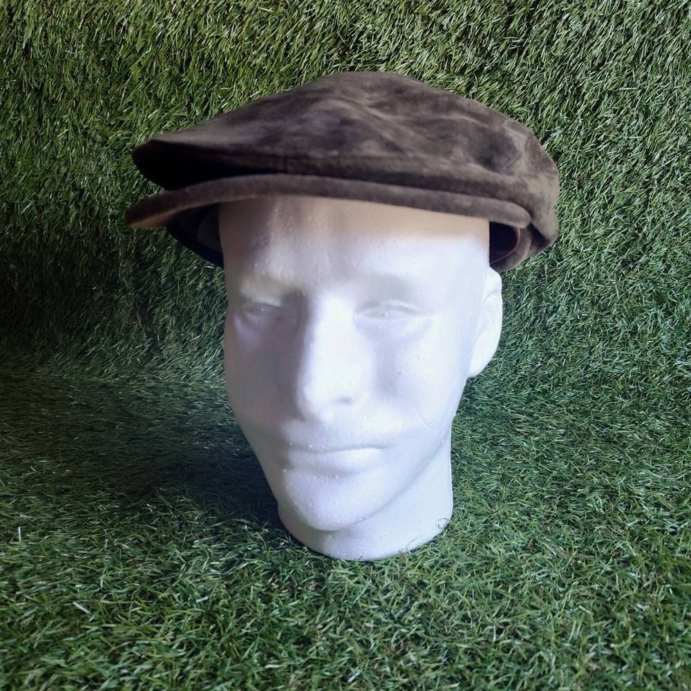 Vintage Newsie Cap Hat Pig Suede Leather Amalgamated Workers Union One Size